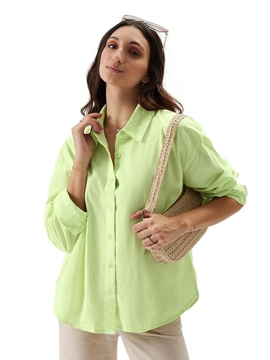 The Souled Store Solids: Linen Yellow Color Women Boyfriend Shirts The Souled Store Solids: Linen Yellow Color Women Boyfriend Shirts