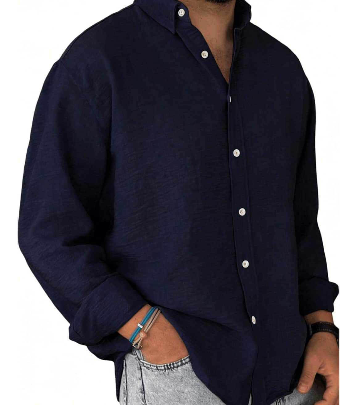 Solid Blue Casual Shirt