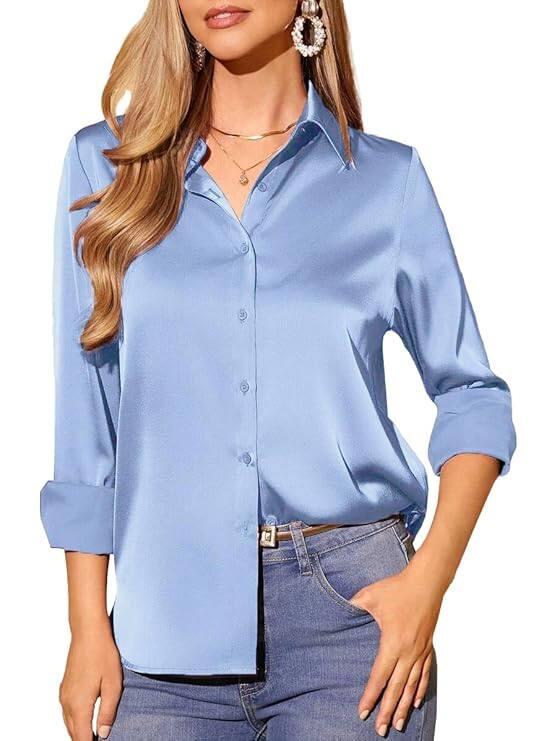 GRADUAL Women's Satin Silk Shirt GRADUAL Women's Satin Silk Shirt