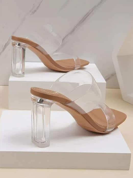 Shoetopia Transparent Detailed Block Heels Shoetopia Transparent Detailed Block Heels