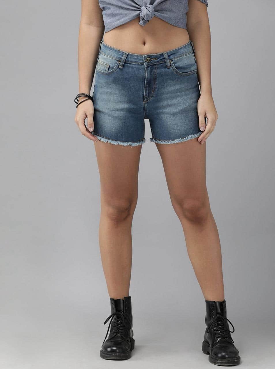 Roadster Women Blue Washed Regular Fit Denim Shorts