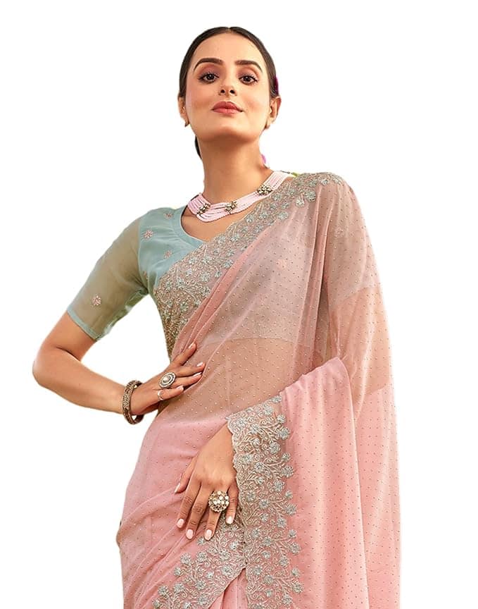 SIRIL Women's Georgette Embroidery Zari Work Saree SIRIL Women's Georgette Embroidery Zari Work Saree