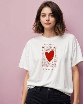 Smartees Women Printed Drop Shoulder Cotton T-Shirt