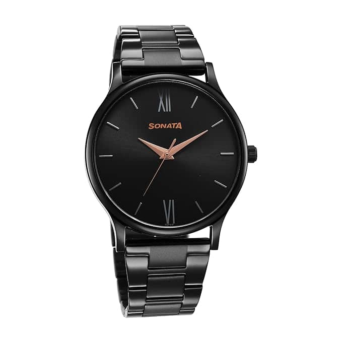 Sonata Aspire Quartz Analog Black Dial Stainless Steel Watch (NT77105NM03W) Sonata Aspire Quartz Analog Black Dial Stainless Steel Watch (NT77105NM03W)