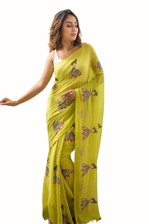 SP Boutique Cotton ‘Mehndi’ Green Saree