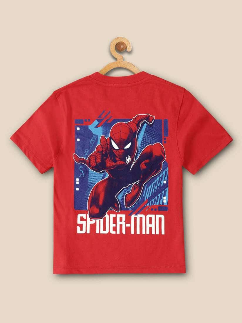 Kids Ville Boys Spiderman Printed Cotton Casual T-Shirt