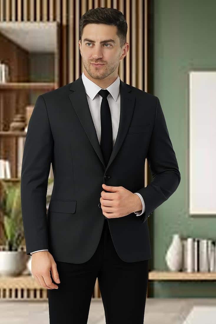 Integration Premium Notched Lapel Fully Lined Slim-Fit Formal Business Blazer