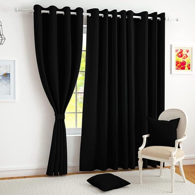 Story@Home 7 Ft Blackout Door Curtain (Black) 