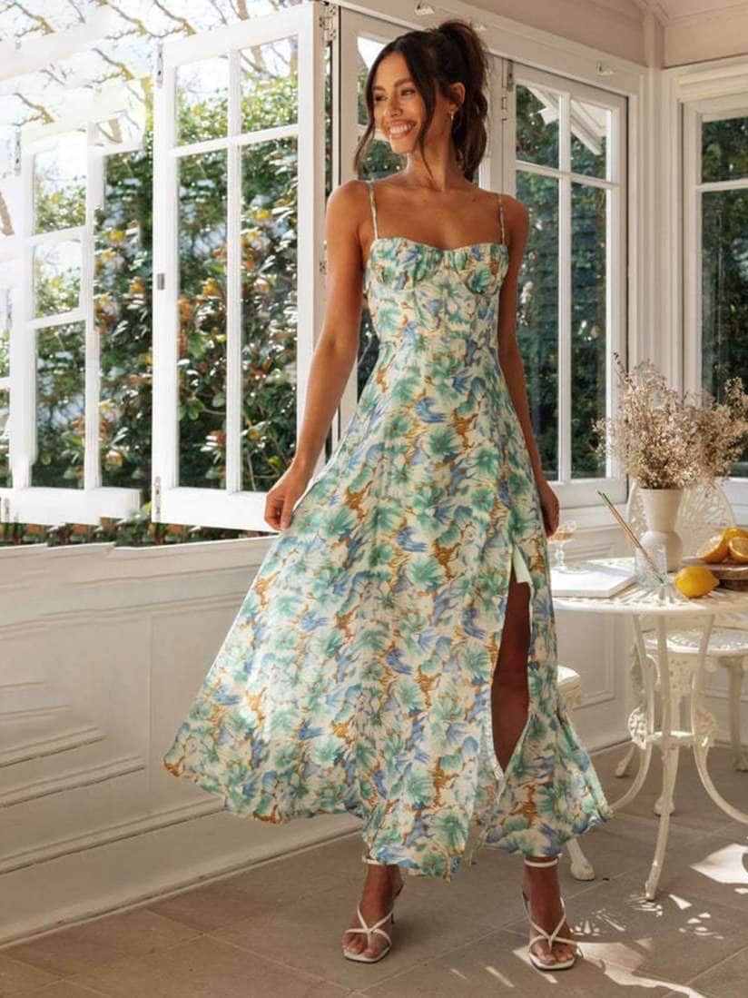 StyleCast Green Floral Printed Shoulder Straps Maxi Dress StyleCast Green Floral Printed Shoulder Straps Maxi Dress