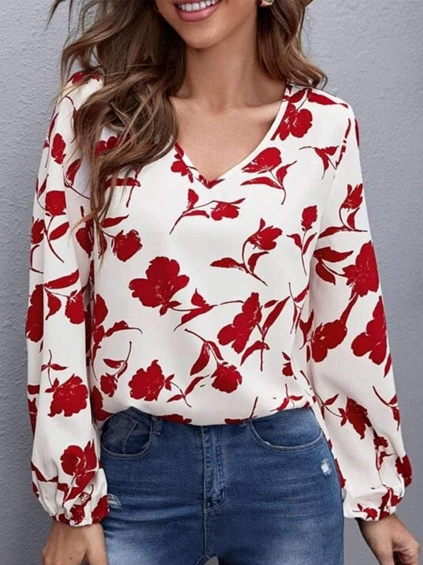 Stylecast X Slyck Floral Printed V-Neck Top