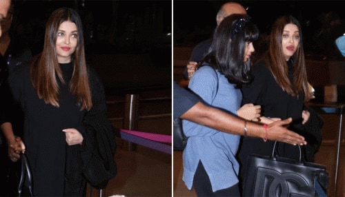 Spotted! Abhishek Bachchan, Aishwarya Rai & Aaradhya at airport