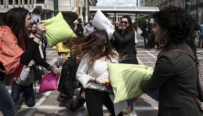 Greece marks Pillow Fight Day for first time