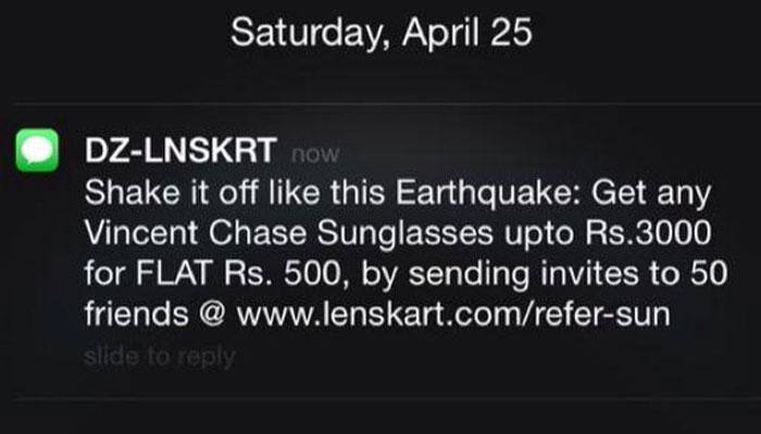 &#039;Shake it off like the earthquake&#039;, says Lenskart ad after Nepal tragedy
