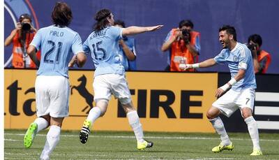 David Villa scores twice as New York City FC win on Andrea Pirlo`s debut