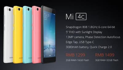 Xiaomi Mi 4c with Snapdragon 808 launched