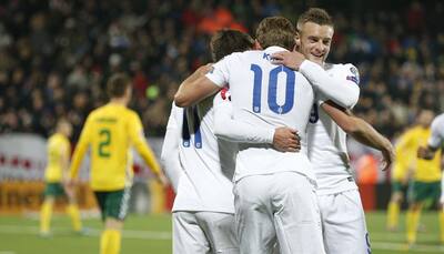 England players celebrate perfect 10th Euro qualifying victory