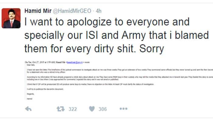 Did Hamid Mir just &#039;apologise&#039; to ISI, Pak Army for blaming them for every &#039;dirty shit&#039;? Or no?