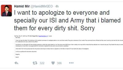Did Hamid Mir just 'apologise' to ISI, Pak Army for blaming them for every 'dirty shit'? Or no?