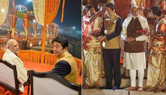 PM Narendra Modi, Shinzo Abe perform 'Ganga Aarti' at Varanasi's Dashashwamedh Ghat