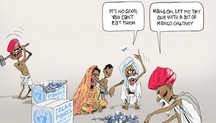 Racist much? Australian daily's cartoon shows Indians eating solar panels!