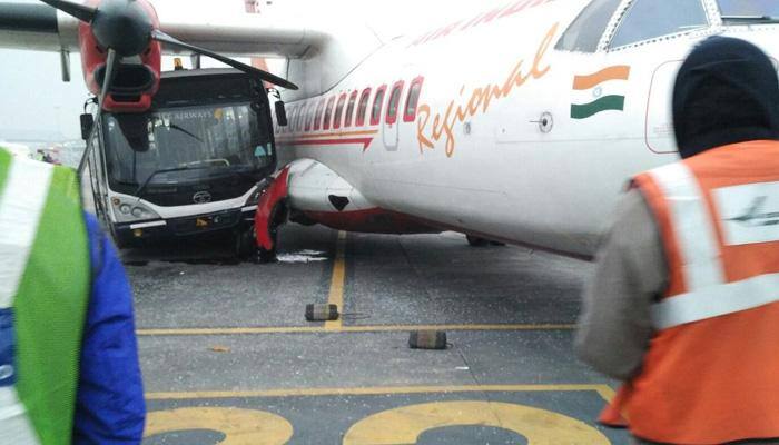 When Jet Airways bus hit parked Air India plane at Kolkata airport