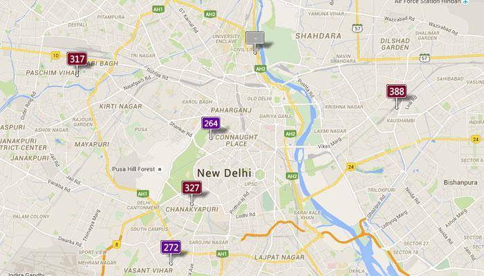 Rise in pollution: Tuesday's Real-time Air Quality Index Visual Map in Delhi