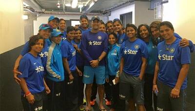 Mahendra Singh Dhoni's touching gesture: Skipper meets India women's team, poses for photo