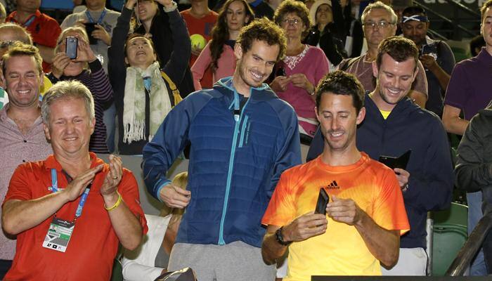 VIDEO: Andy Murray films brother Jamie's Australian Open doubles crowning from stands