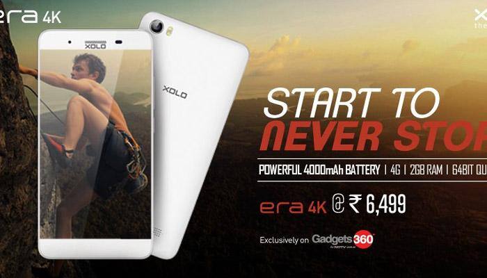 Xolo Era 4K smartphone launched at Rs 6,499