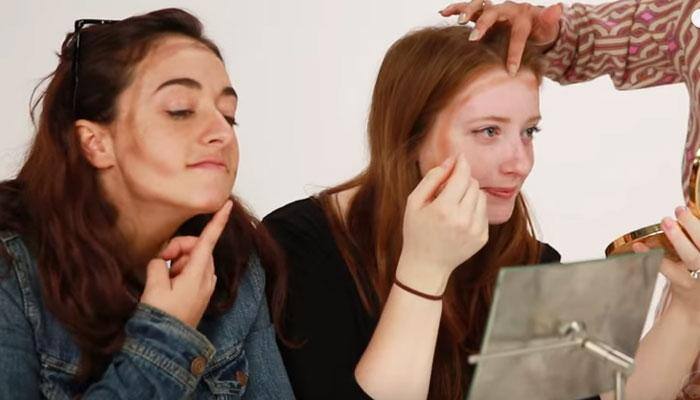 Women learn how to do makeup for the first time - Watch 