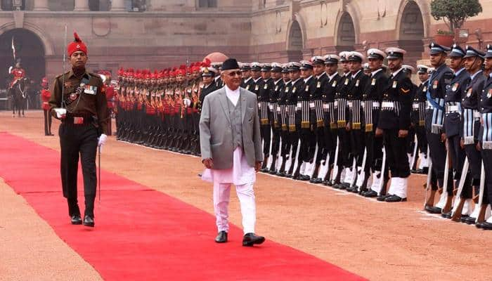 Nepal PM KP Sharma Oli receives ceremonial reception at Rashtrapati Bhawan