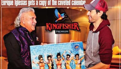 When Vijay Mallya presented Enrique Iglesias with a copy of 'Kingfisher Calendar 2016'