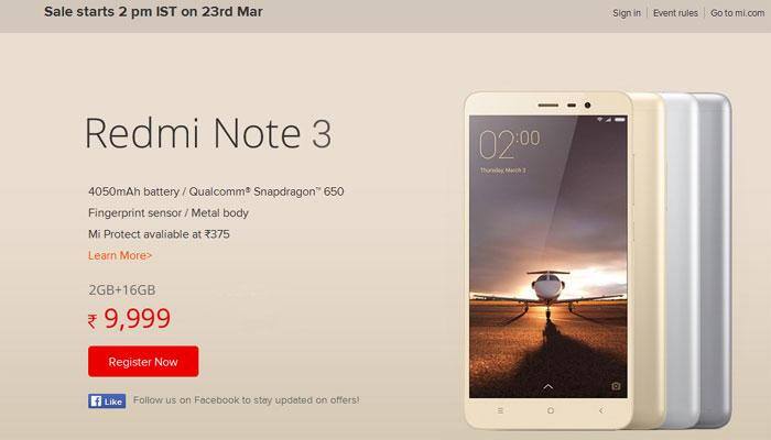 Xiaomi Redmi Note 3 fourth flash sale on March 23, you will have to register again