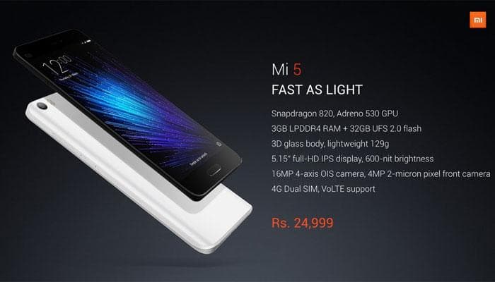 Xiaomi Mi 5 smartphone flash sale begins, now available for purchase in India at Rs 24,999