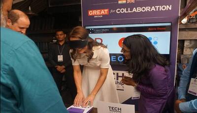 Prince William and Kate Middleton learn to type in Braille!