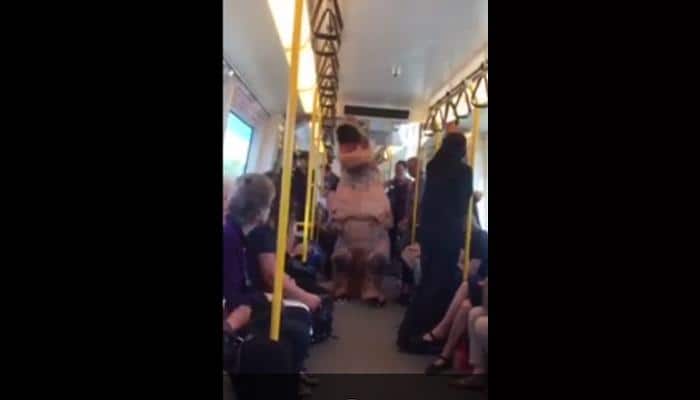 What happens when a &#039;T-Rex dinosaur&#039; shows up in a commuter train - Watch