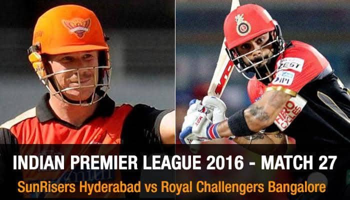 Indian Premier League, Match 27: Sunrisers Hyderabad vs Royal Challengers Bangalore — As it happened...