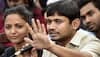 JNUSU President Kanhaiya Kumar shown black flags in Patna