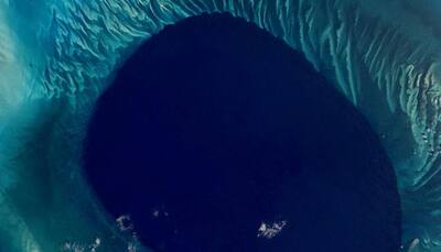 View from space: Beautiful reefs of Bahamas