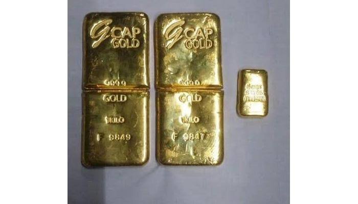 Gold bars recovered from a woman passenger at Kolkata airport