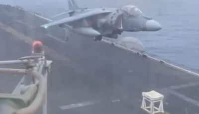 Heart-stopping! US Marine Corps pilot lands jet on a stool - Watch video