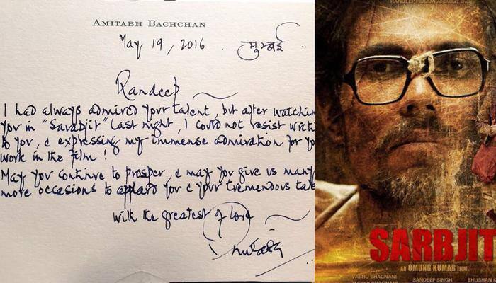 Amitabh Bachchan&#039;s letter to &#039;Sarbjit&#039; Randeep Hooda is truly inspiring - Read it here!