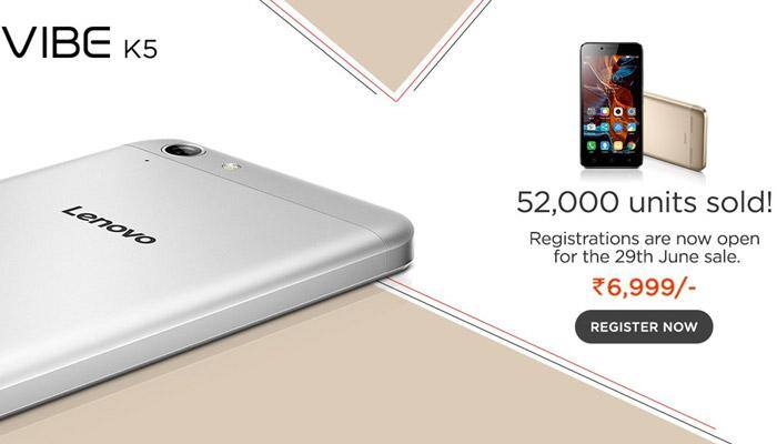 52,000 units of Lenovo Vibe K5 sold in first flash sale; registration for 2nd round opens