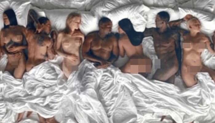 Like seriously! Kanye West lying naked along with other 11 personalities in his &#039;Famous&#039; video - Watch