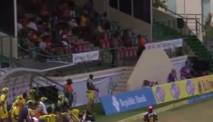 VIDEO: OUCH! When Andre Russell&#039;s six hit a security guard in CPL