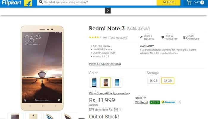 Xiaomi Redmi Note 3 out of stock on Flipkart; still available on SnapDeal, Tata Cliq