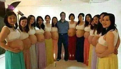 One husband with 13 wives and all pregnant at same time? It's a hoax