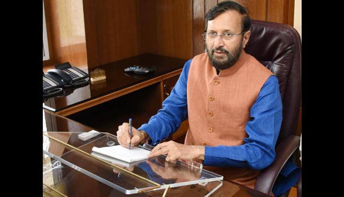 Prakash Javadekar takes charge of HRD Ministry, Smriti Irani misses the event