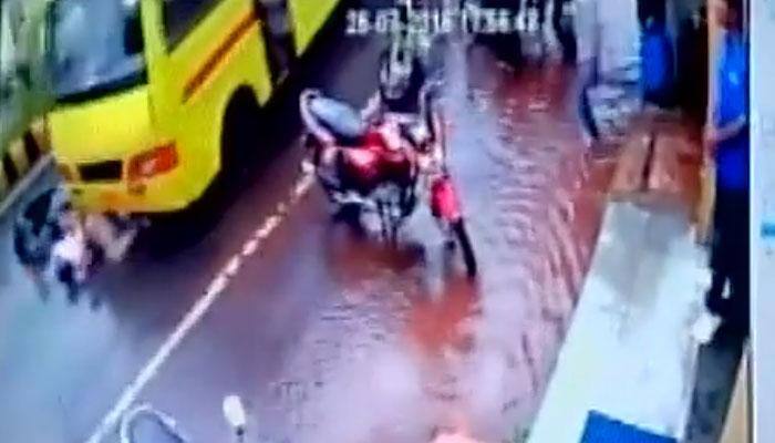 WATCH: Chilling video of Gwalior road mishap and miraculous escape of two scooty riders