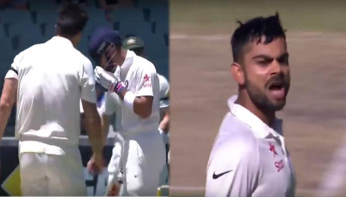 VIDEO: Mitchell Johnson&#039;s first ball hit Virat Kohli on helmet...WATCH this unbelievable reply!